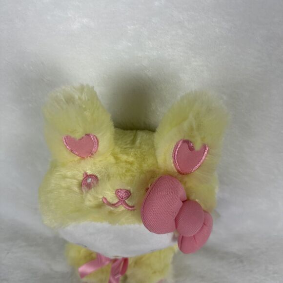 New Sanrio Hello Kitty 7" Yellow Bunny Rabbit Pink Bow Heart Plush Fuzzy Toy - Picture 2 of 10